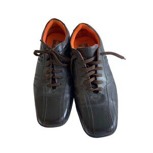 Zengara mens leather brown casual lace up shoe size 8.5